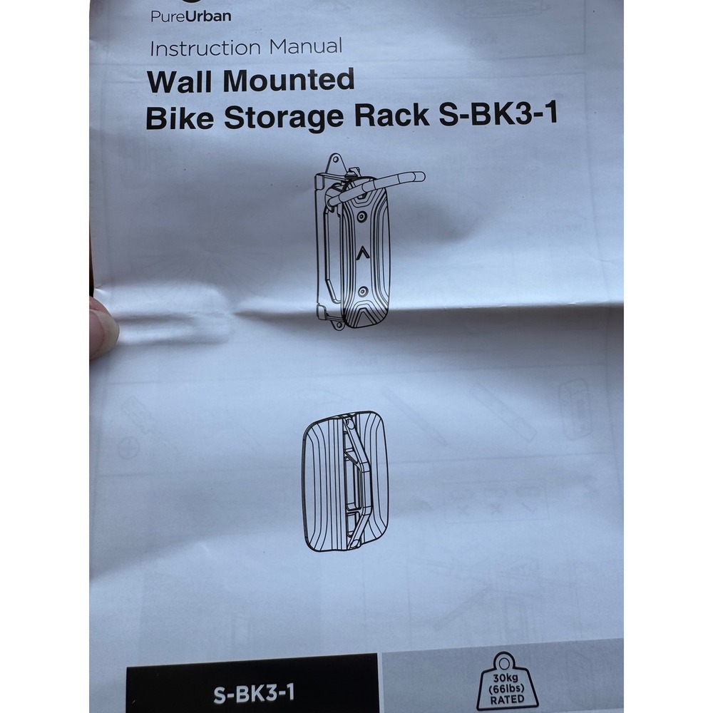 PureUrban Wall Mounted Bike Storage Rack S-BK3-1 Vertical Hanger Black Red 66lb